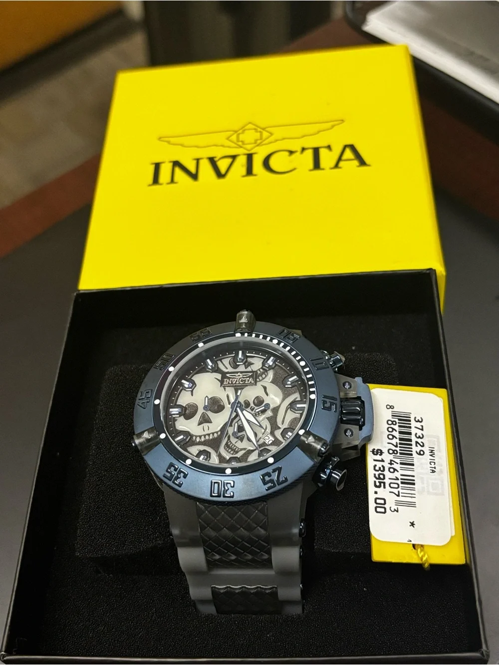 INVICTA Subaqua Chronograph Quartz Black Dial Skull Men's Watch 37329 New